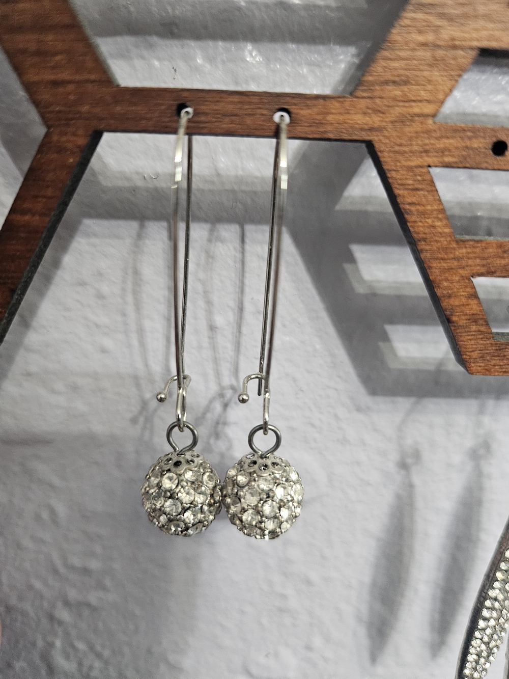 Silver Crystal Ball Drop Earrings - Women Jewelry